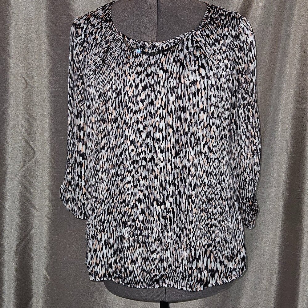 Roz & Ali, Plum, Black, Pink, Top, Size: L